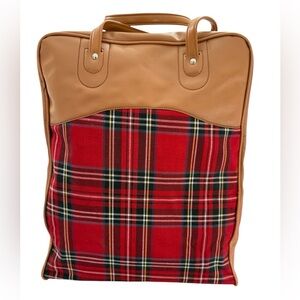 1950s Aladdin Gamebirds vinyl + Plaid Handbag for Thermoses with Snack/Lunch Box